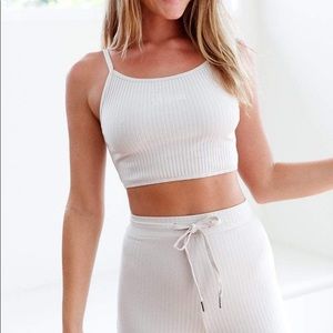 NWT LOUNGE Ribbed Crop Top and Flared Trousers Set